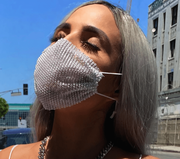 Diamond Heart Mesh Jewel face Mask 