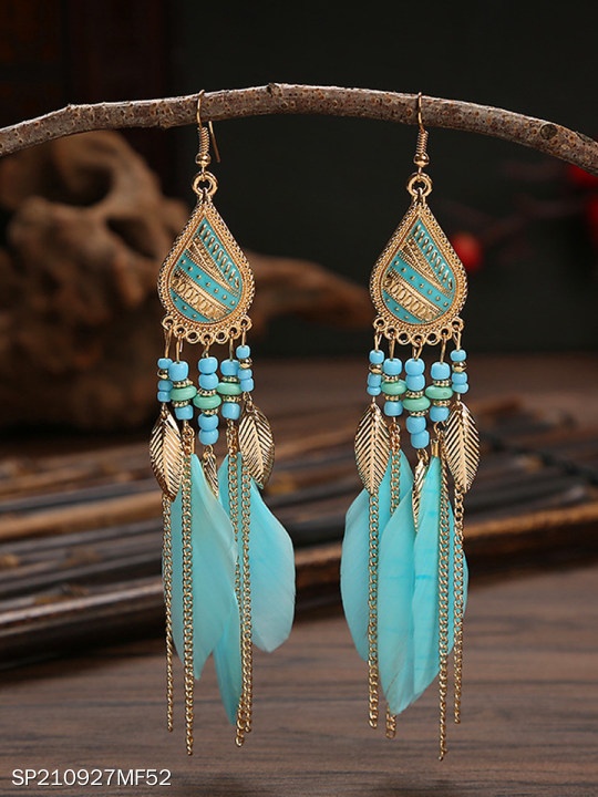 Boho Tassel Feather Earrings