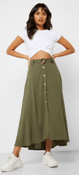 Green Crinkle travel skirt